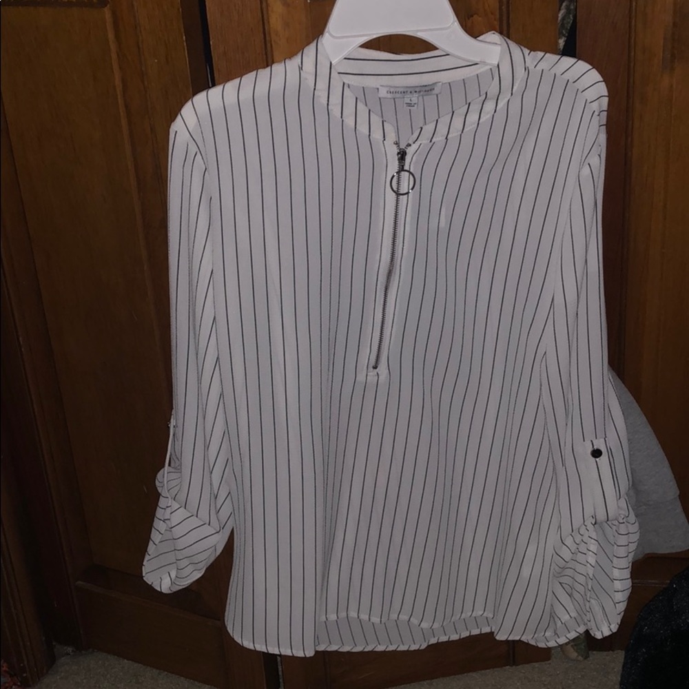 White and black striped shirt!